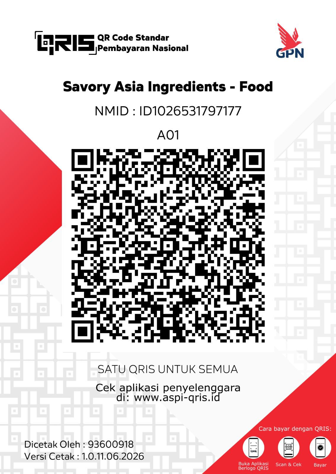 QRIS Savory Asia Ingredients